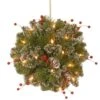 12 In. Glittery Mountain Spruce Kissing Ball With Battery Operated Warm White LED Lights -Northlight Shop national tree company christmas swag glm1 300 12kbc1 64 1000