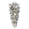 32 In. Feel Real Frosted Colonial Tear Drop With 50 Warm White Battery Operated LED Lights With Timer 4 32 In. Feel Real Frosted Colonial Tear Drop With 50 Warm White Battery Operated LED Lights With Timer -Northlight Shop national tree company christmas swag peco8 365 32tb1 64 1000
