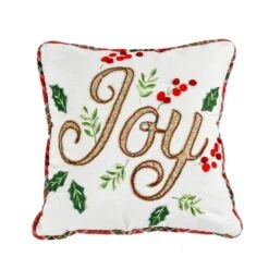18 In. HGTV Home Collection Embroidered "Joy" Christmas Pillow