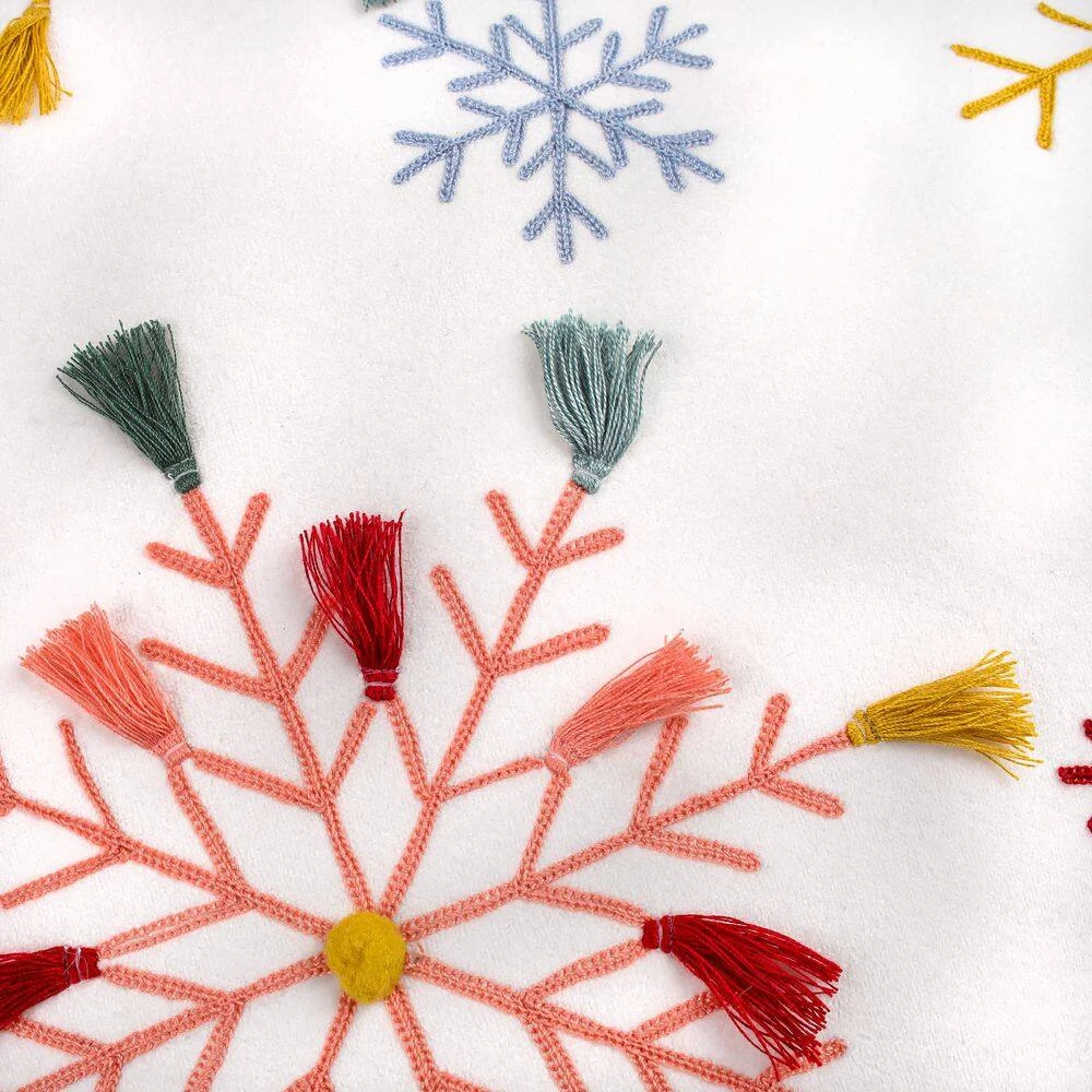 18x18 In. Velvet Snowflake Embroidery Pillow 2 18x18 In. Velvet Snowflake Embroidery Pillow - Image 2