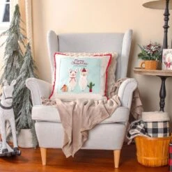 18 In. HGTV Home Collection Merry Christmas Llamas Pillow -Northlight Shop national tree company christmas textiles hgtdd94 20835cc 31 1000