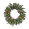 24 In. Pre-Lit Artificial North Conway Wreath With Glittery Cones And Eucalyptus, 50 Clear Lights- UL -Northlight Shop national tree company christmas wreaths nc3 307 24w 1 64 1000