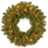 24 In. Artificial Feel-Real Downswept Douglas Fir Wreath With 50 Warm White LED Lights -Northlight Shop national tree company christmas wreaths pedd8 312l 24w1 64 1000