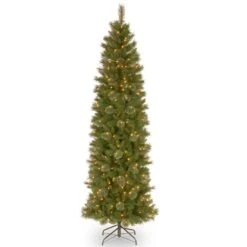 9 Ft. Tacoma Pine Pencil Slim Artificial Christmas Tree With Clear Lights