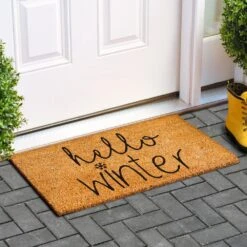 Hello Winter Doormat 24" X 36" -Northlight Shop natural black calloway mills christmas doormats 107142436 e1 1000