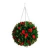 15 In. UV Resistant Artificial Red Tip Photinia Christmas Hanging Ball With Gold Berries (Indoor/Outdoor) -Northlight Shop nearly natural artificial christmas plants p2206 64 1000