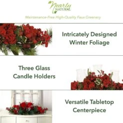 30 In. Holiday Hydrangea Candelabrum -Northlight Shop nearly natural christmas candles 4659 40 1000