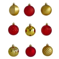 Holiday 2 In. Red Shatterproof Christmas Tree Ornament Set With Re-Useable Tube (101-Count) -Northlight Shop nearly natural christmas ornament sets d1002 rd 4f 1000