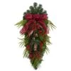 24 In. Unlit Artificial Holiday Christmas Pine Cones, Berry And Bells Swag -Northlight Shop nearly natural christmas swag w1279 64 1000