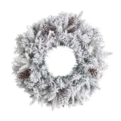 20 In. Prelit LED Flocked Artificial Christmas Wreath With 35 Warm White LED Lights 10 20 In. Prelit LED Flocked Artificial Christmas Wreath With 35 Warm White LED Lights -Northlight Shop nearly natural christmas wreaths w1304 1f 1000