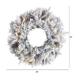 20 In. Prelit LED Flocked Artificial Christmas Wreath With 35 Warm White LED Lights 9 20 In. Prelit LED Flocked Artificial Christmas Wreath With 35 Warm White LED Lights -Northlight Shop nearly natural christmas wreaths w1304 4f 1000