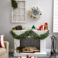 20 In. Prelit LED Flocked Artificial Christmas Wreath With 35 Warm White LED Lights 13 20 In. Prelit LED Flocked Artificial Christmas Wreath With 35 Warm White LED Lights -Northlight Shop nearly natural christmas wreaths w1304 76 1000