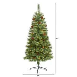 5 Ft. Pre-Lit White Mountain Pine Artificial Christmas Tree With 200 Clear LED Lights And Pine Cones 10 5 Ft. Pre-Lit White Mountain Pine Artificial Christmas Tree With 200 Clear LED Lights And Pine Cones -Northlight Shop nearly natural pre lit christmas trees t1640 c3 1000