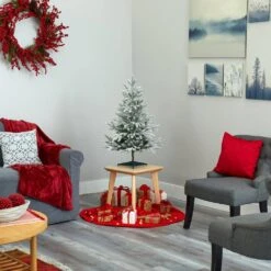 3 Ft. Pre-Lit Flocked Manchester Spruce Artificial Christmas Tree With 50 Clear Lights -Northlight Shop nearly natural pre lit christmas trees t1973 fa 1000