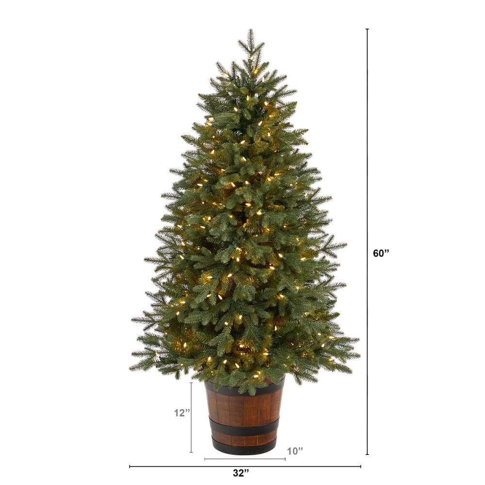 5 Ft. Pre-Lit LED Porch Artificial Christmas Tree With 200-Lights And 497 Bendable Branches In Decorative Planter 3 5 Ft. Pre-Lit LED Porch Artificial Christmas Tree With 200-Lights And 497 Bendable Branches In Decorative Planter - Image 3