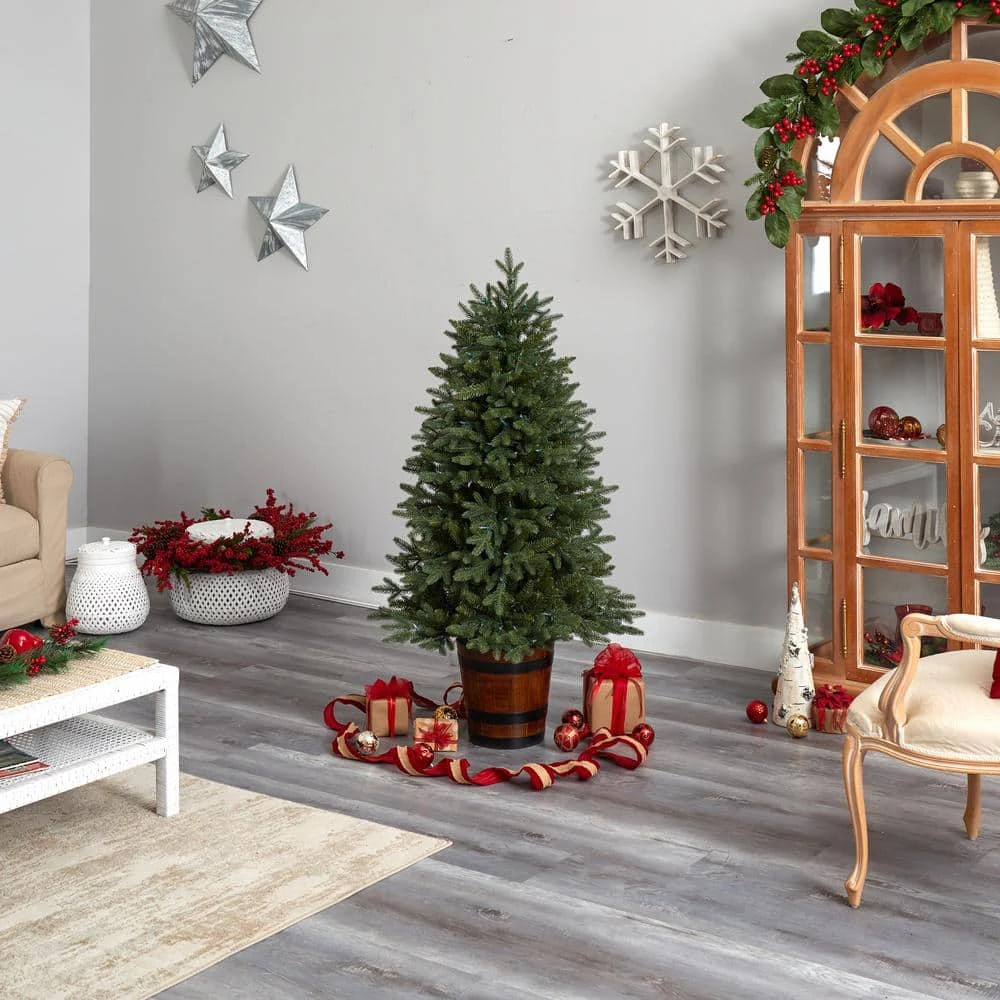 5 Ft. Pre-Lit LED Porch Artificial Christmas Tree With 200-Lights And 497 Bendable Branches In Decorative Planter 2 5 Ft. Pre-Lit LED Porch Artificial Christmas Tree With 200-Lights And 497 Bendable Branches In Decorative Planter - Image 2