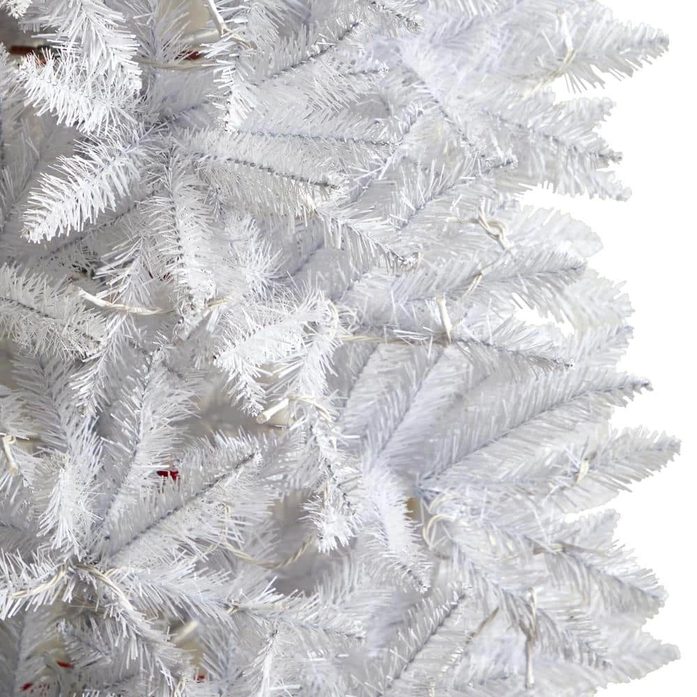 7 Ft. White Pre-Lit LED Slim Artificial Christmas Tree With 300 Warm White Lights 7 7 Ft. White Pre-Lit LED Slim Artificial Christmas Tree With 300 Warm White Lights - Image 7