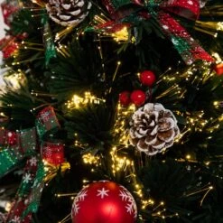 36 In. Pre-Lit Fiber Optic Cosmopolitan Star Topped Artificial Christmas Tree With Decorative Planter -Northlight Shop nearly natural pre lit christmas trees t4750 1f 1000