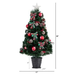 36 In. Pre-Lit Fiber Optic Cosmopolitan Star Topped Artificial Christmas Tree With Decorative Planter -Northlight Shop nearly natural pre lit christmas trees t4750 c3 1000