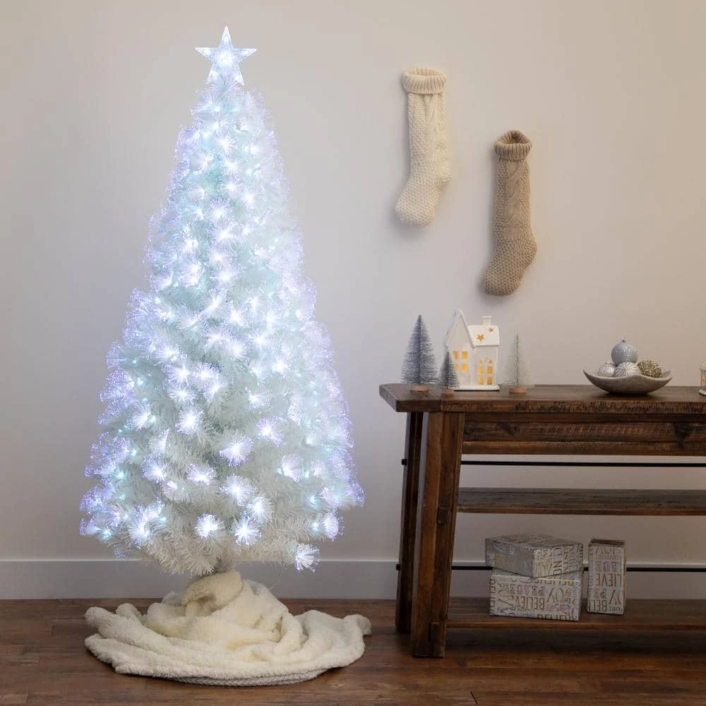 6 Ft. Pre-Lit Fiber Optic White Artificial Christmas Tree With Star Tree Topper 12 6 Ft. Pre-Lit Fiber Optic White Artificial Christmas Tree With Star Tree Topper - Image 12