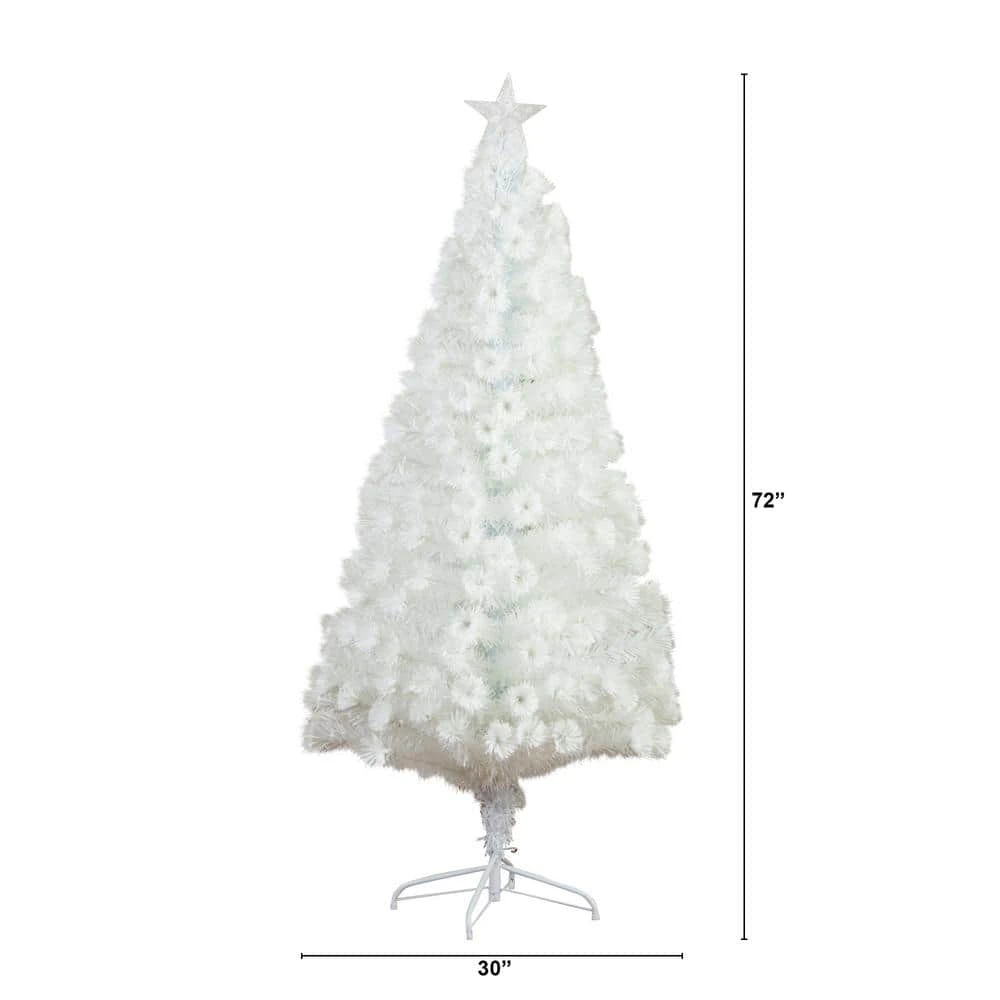 6 Ft. Pre-Lit Fiber Optic White Artificial Christmas Tree With Star Tree Topper 6 6 Ft. Pre-Lit Fiber Optic White Artificial Christmas Tree With Star Tree Topper - Image 6