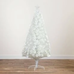 6 Ft. Pre-Lit Fiber Optic White Artificial Christmas Tree With Star Tree Topper 25 6 Ft. Pre-Lit Fiber Optic White Artificial Christmas Tree With Star Tree Topper -Northlight Shop nearly natural pre lit christmas trees t4770 fa 1000 1