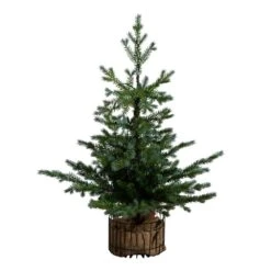 3ft. Pre-Lit Artificial Christmas Tree In Jute Wire Planter With 30-Warm White LED Lights -Northlight Shop nearly natural pre lit christmas trees t5377 4f 1000