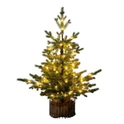 3ft. Pre-Lit Artificial Christmas Tree In Jute Wire Planter With 30-Warm White LED Lights