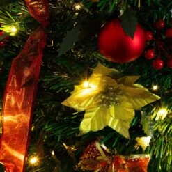 5 Ft. Pre-Lit Artificial Pop Up Christmas Tree With Red And Gold Ornaments, Ribbons And 100-Warm White LED Lights 18 5 Ft. Pre-Lit Artificial Pop Up Christmas Tree With Red And Gold Ornaments, Ribbons And 100-Warm White LED Lights -Northlight Shop nearly natural pre lit christmas trees t5416 1d 1000