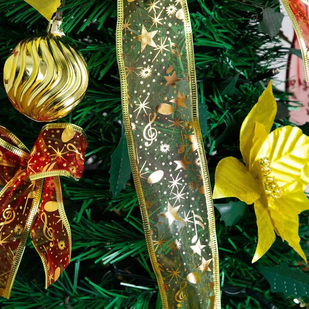 5 Ft. Pre-Lit Artificial Pop Up Christmas Tree With Red And Gold Ornaments, Ribbons And 100-Warm White LED Lights 10 5 Ft. Pre-Lit Artificial Pop Up Christmas Tree With Red And Gold Ornaments, Ribbons And 100-Warm White LED Lights - Image 10