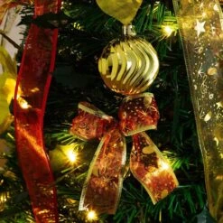 5 Ft. Pre-Lit Artificial Pop Up Christmas Tree With Red And Gold Ornaments, Ribbons And 100-Warm White LED Lights 26 5 Ft. Pre-Lit Artificial Pop Up Christmas Tree With Red And Gold Ornaments, Ribbons And 100-Warm White LED Lights -Northlight Shop nearly natural pre lit christmas trees t5416 76 1000