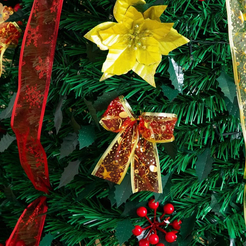 5 Ft. Pre-Lit Artificial Pop Up Christmas Tree With Red And Gold Ornaments, Ribbons And 100-Warm White LED Lights 12 5 Ft. Pre-Lit Artificial Pop Up Christmas Tree With Red And Gold Ornaments, Ribbons And 100-Warm White LED Lights - Image 12