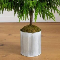 5 Ft. Artificial Real Touch Norfolk Island Pine In Metal Tin Planter With Natural Look 9 5 Ft. Artificial Real Touch Norfolk Island Pine In Metal Tin Planter With Natural Look -Northlight Shop nearly natural unlit christmas trees t5385 1f 1000