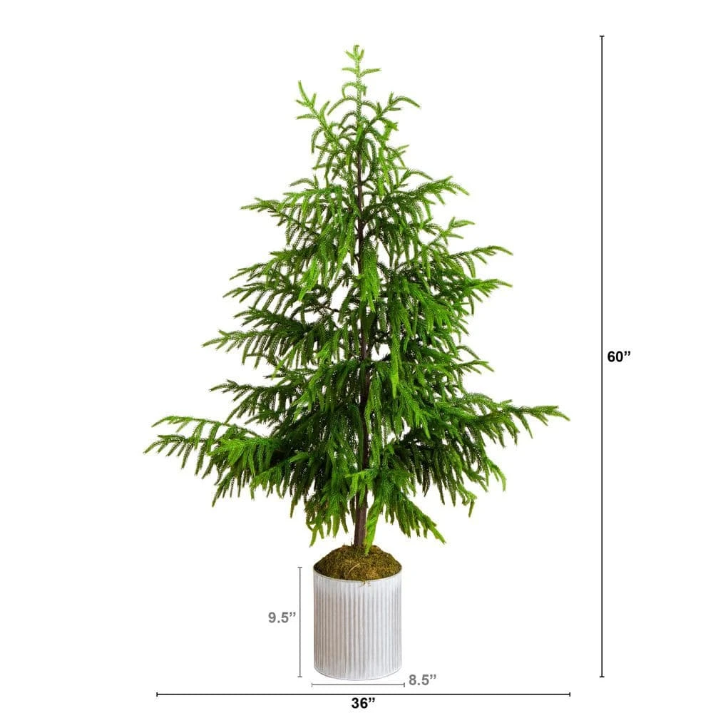5 Ft. Artificial Real Touch Norfolk Island Pine In Metal Tin Planter With Natural Look 3 5 Ft. Artificial Real Touch Norfolk Island Pine In Metal Tin Planter With Natural Look - Image 3