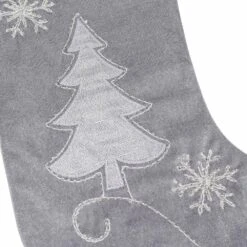 20 In. Silver Velvet Tree Christmas Stocking With Linen Christmas Embroidery (3-Pack) 10 20 In. Silver Velvet Tree Christmas Stocking With Linen Christmas Embroidery (3-Pack) -Northlight Shop new traditions simplify your holiday christmas stockings 1208939 1dd3 1f 1000