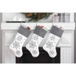 New Traditions 20 In White Linen Snowflake Christmas Stocking With Knit Cuff 3-pack 12 New Traditions 20 In White Linen Snowflake Christmas Stocking With Knit Cuff 3-pack -Northlight Shop new traditions simplify your holiday christmas stockings 1209482 1dd3 fa 1000