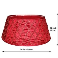 New Traditions 26 In Red Satin Christmas Tree Collar With Red Glitter Lattice Pattern -Northlight Shop new traditions simplify your holiday christmas tree collars 2265082 3dd 44 1000