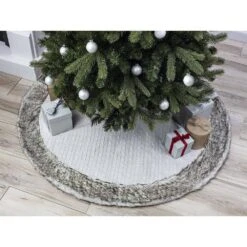 48 In. Ivory Cable Knit Christmas Tree Skirt With Faux Fur Trim -Northlight Shop new traditions simplify your holiday christmas tree skirts 2487342 2dd 1f 1000