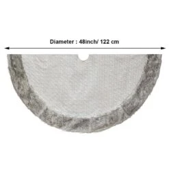 48 In. Ivory Cable Knit Christmas Tree Skirt With Faux Fur Trim -Northlight Shop new traditions simplify your holiday christmas tree skirts 2487342 2dd 4f 1000