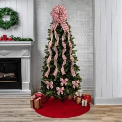 Christmas Tree Topper Bow And 12 Mini Bows Red And White Glitter Candy Cane Stripe Ribbon -Northlight Shop new traditions simplify your holiday christmas tree toppers 49995112dd 4f 1000