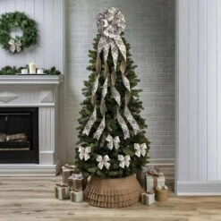 Natural Linen And White Large Plaid Ribbon Christmas Tree Topper Bow And 12 Mini Bows (13-Pieces) 9 Natural Linen And White Large Plaid Ribbon Christmas Tree Topper Bow And 12 Mini Bows (13-Pieces) -Northlight Shop new traditions simplify your holiday christmas tree toppers 49995122dd 44 1000