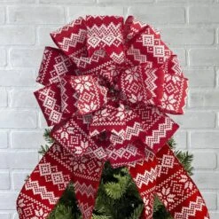 Red And White Large Ribbon Christmas Tree Topper Bow And 12 Mini Bows In Fair Isle Print (13-Pieces) 8 Red And White Large Ribbon Christmas Tree Topper Bow And 12 Mini Bows In Fair Isle Print (13-Pieces) -Northlight Shop new traditions simplify your holiday christmas tree toppers 49995124dd 1f 1000