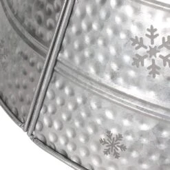 Morelos 26 In. Silver Metal Christmas Tree Collar -Northlight Shop noble house christmas tree skirts 107664 4f 1000