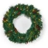24 In. Green Battery Operated Pre-Lit Warm White LED Mixed Pine Artificial Christmas Wreath With Berries -Northlight Shop noble house christmas wreaths 83580 64 1000