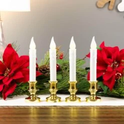 Northlight Set Of 4 Battery Operated LED Flickering Window Christmas Candle Lamp With Timer 8.5 In. -Northlight Shop northlight christmas candles 32912616 31 1000