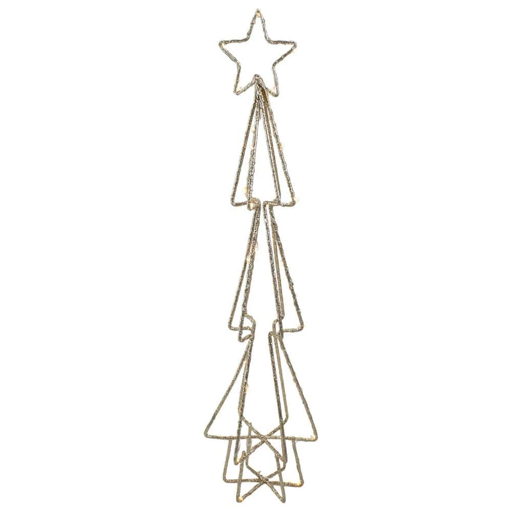 Northlight 17 .5 In. LED Lighted B/O Gold Glittered Wire Christmas C1 Tree - White Lights 4 Northlight 17 .5 In. LED Lighted B/O Gold Glittered Wire Christmas C1 Tree - White Lights - Image 4