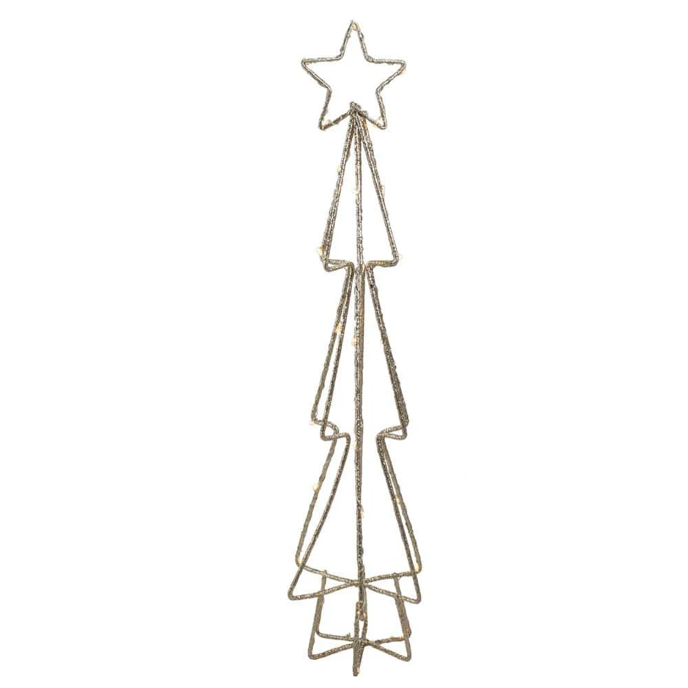 Northlight 17 .5 In. LED Lighted B/O Gold Glittered Wire Christmas C1 Tree - White Lights 1 Northlight 17 .5 In. LED Lighted B/O Gold Glittered Wire Christmas C1 Tree - White Lights