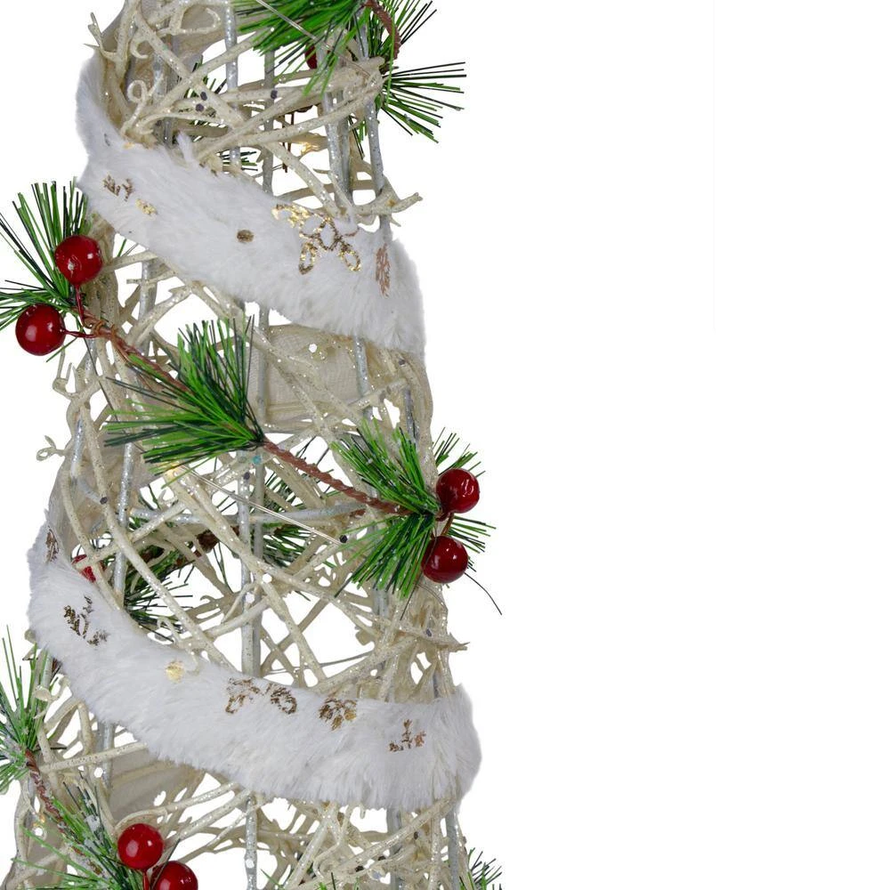 Northlight 40 In. H Lighted White Berry And Pine Needle Cone Tree Christmas Decorations (Set Of 3) 3 Northlight 40 In. H Lighted White Berry And Pine Needle Cone Tree Christmas Decorations (Set Of 3) - Image 3