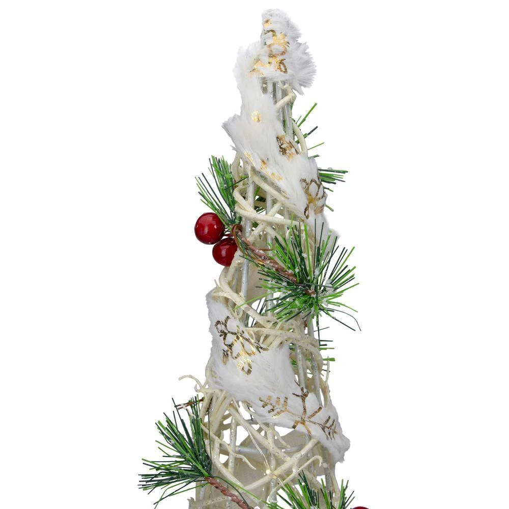 Northlight 40 In. H Lighted White Berry And Pine Needle Cone Tree Christmas Decorations (Set Of 3) 2 Northlight 40 In. H Lighted White Berry And Pine Needle Cone Tree Christmas Decorations (Set Of 3) - Image 2
