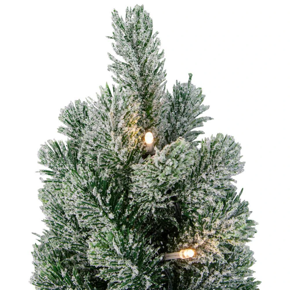 Northlight 17 In. Mini Artificial Tabletop LED Flocked Christmas Tree With Burlap Base- Clear Lights 4 Northlight 17 In. Mini Artificial Tabletop LED Flocked Christmas Tree With Burlap Base- Clear Lights - Image 4